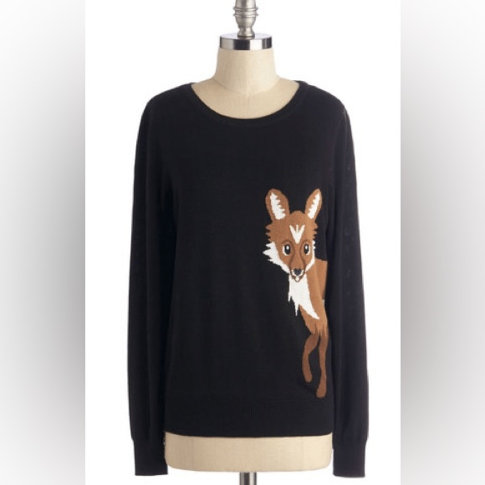 Black Sweater with Fox Design